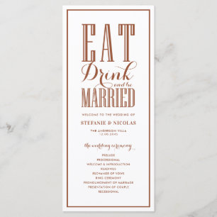 Terracotta Eat Drink and be Married Wedding Programme