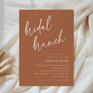Terracotta Elegant Minimalist Bridal Brunch Invitation