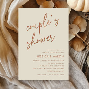 Terracotta Elegant Minimalist Couple's Shower Invitation