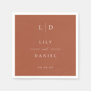 Terracotta Elegant Minimalist Monogram Wedding Napkin