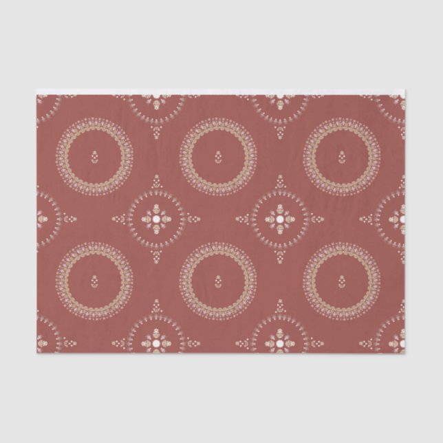 Terracotta Elegant Ornamental Floral Tissue Paper (Front)