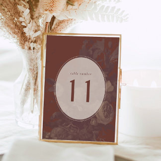 Terracotta Elegant Rustic Floral Table Number