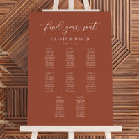 Terracotta Elegant Script 8 table Seating Chart