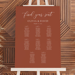 Terracotta Elegant Script 8 table Seating Chart