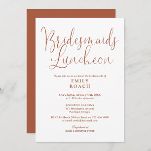 Terracotta Elegant Script Bridesmaids Luncheon Invitation