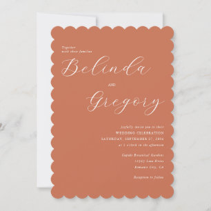 Terracotta Elegant Script Calligraphy Wedding Invitation