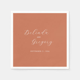 Terracotta Elegant Script Calligraphy Wedding Napkin