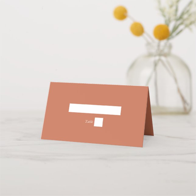 Terracotta Elegant Script Calligraphy Wedding Place Card (Front)