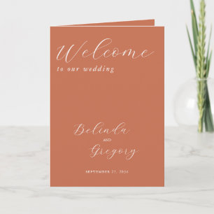 Terracotta Elegant Script Wedding Order of Service Programme