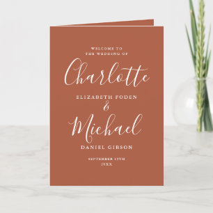 Terracotta Elegant Signature Script Wedding Programme