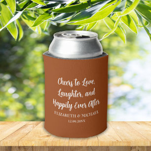 Terracotta Elegant Wedding Cheers to Love Can Cooler