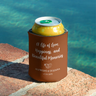 Terracotta Elegant Wedding Cheers to Love Can Cooler