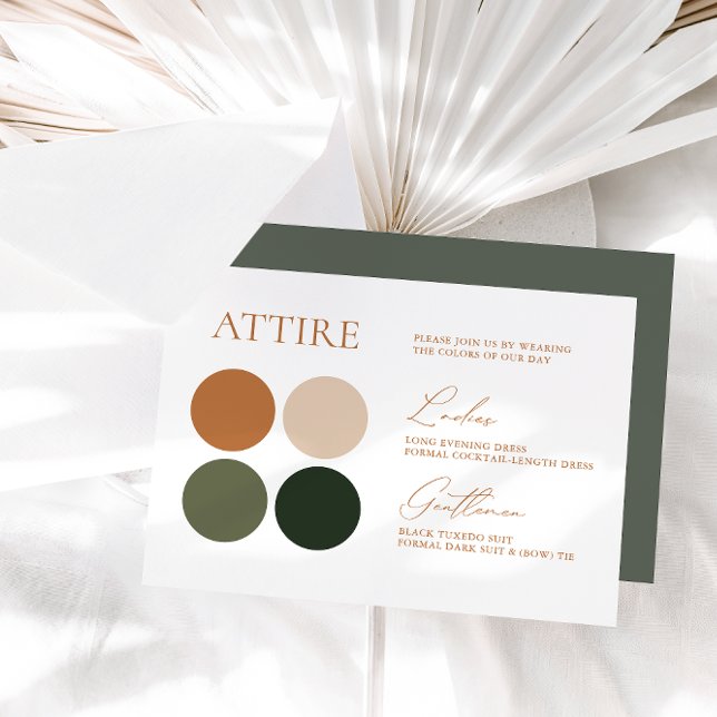 Terracotta Emerald Sage Wedding Colour Palette Car RSVP Card (Creator Uploaded)