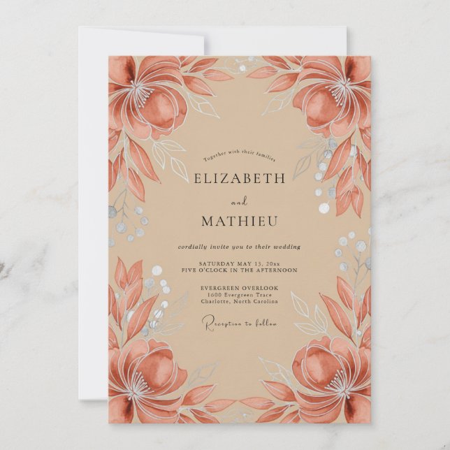 Terracotta Ethereal Autumnal Wedding Invitation (Front)