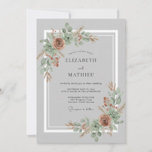 Terracotta Ethereal Botanical Wedding Invitation