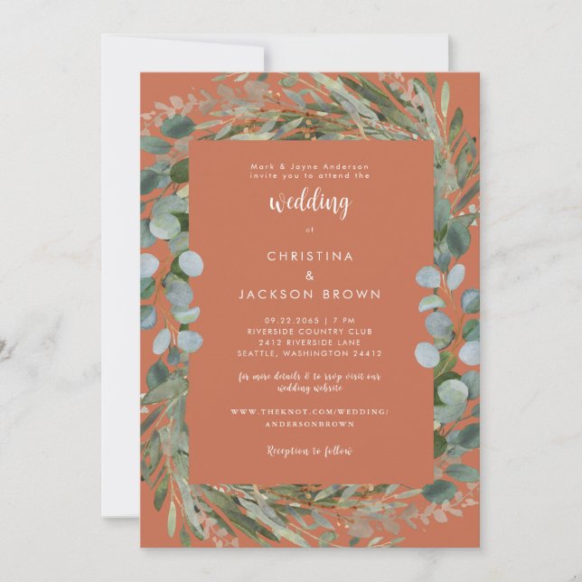 Terracotta Eucalyptus Botanical Wedding II Invitation (Front)