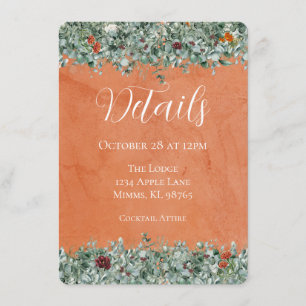Terracotta Eucalyptus Burgundy Orange Floral Enclosure Card