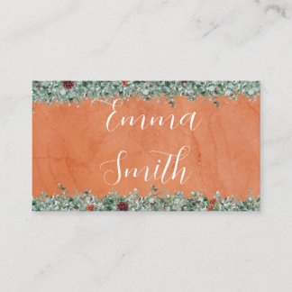 Terracotta Eucalyptus Burgundy Orange Floral Enclosure Card