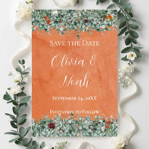 Terracotta Eucalyptus Burgundy Orange Floral STD