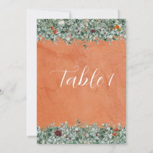 Terracotta Eucalyptus Burgundy Orange Floral Table Invitation