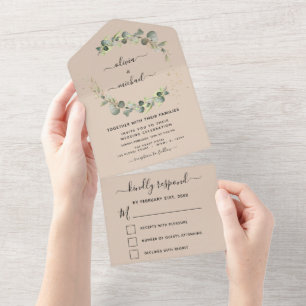 Terracotta Eucalyptus Greenery Wedding Elegant All In One Invitation