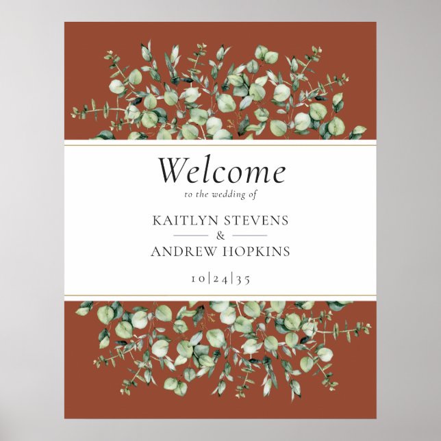 Terracotta Eucalyptus Wedding Welcome  Poster (Front)
