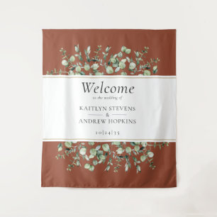 Terracotta Eucalyptus Wedding Welcome  Tapestry