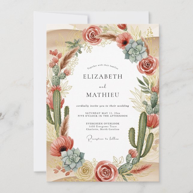 Terracotta Exquisite Desert Wedding Invitation (Front)