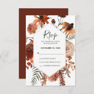 Terracotta Fall Autumn RSVP Wedding Response Card