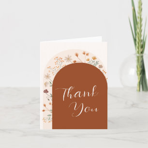 terracotta Fall Boho Wildflower Arch Baby Shower Thank You Card