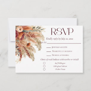 Terracotta Fall Dried Florals Pampas Grass Meals RSVP Card