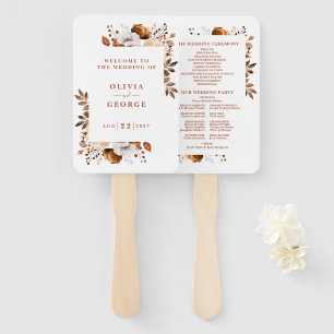 Terracotta Fall Elegant Floral Wedding Program Hand Fan