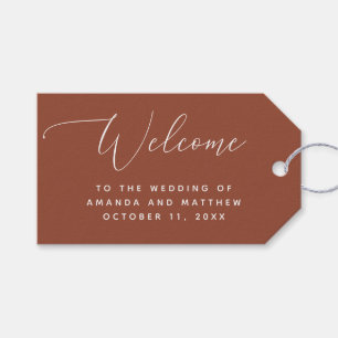 Terracotta fall elegant minimalist wedding welcome gift tags
