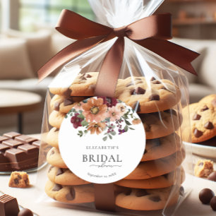 Terracotta Fall Floral Bridal Shower Classic Round Sticker