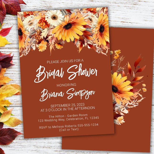 Terracotta Fall Floral Bridal Shower Invitation (Creator Uploaded)