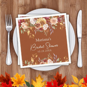 Terracotta Fall Floral Bridal Shower Napkin