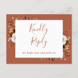 Terracotta Fall Floral Song Request RSVP Postcard