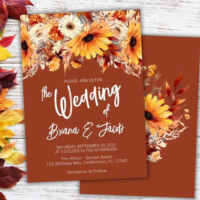 Terracotta  Fall Floral Wedding Invitation (Creator Uploaded)