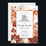 Terracotta Fall Flowers 18th Surprise Birthday Invitation<br><div class="desc">Elegant terracotta orange watercolor flowers create a bold floral frame on this fall floral birthday invitation. A simple script gives it a modern vibe.</div>