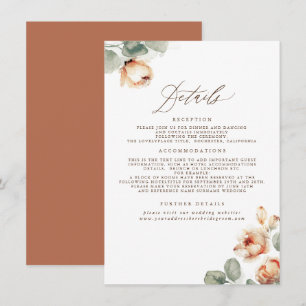 Terracotta Fall Flowers Elegant Wedding Details Enclosure Card