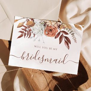 Terracotta Fall Foliage Flower Bridesmaid Proposal Invitation