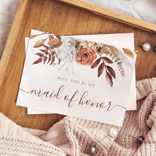Terracotta Fall Foliage Maid Of Honour Proposal Invitation