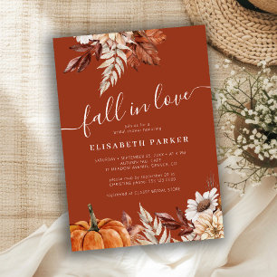 Terracotta Fall in Love floral bridal shower Invitation