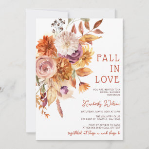 Terracotta Fall in Love Floral Fall Bridal Shower Invitation