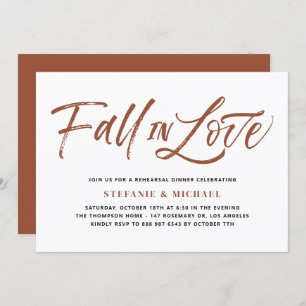 Terracotta Fall In Love Lettering Rehearsal Dinner Invitation