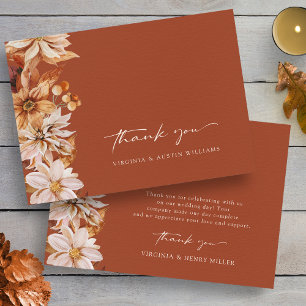 Terracotta Fall Leaves Floral Thank You Card