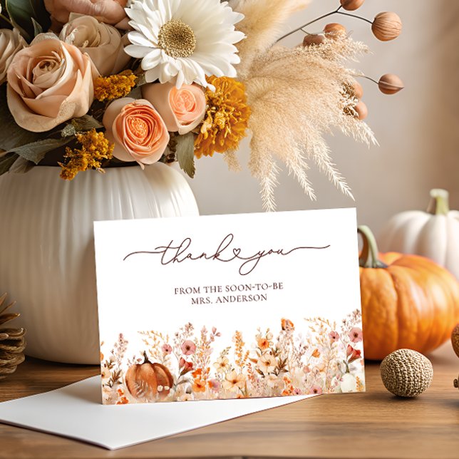 Terracotta Fall Pumpkin Bridal Shower Thank You Card (Creator Uploaded)