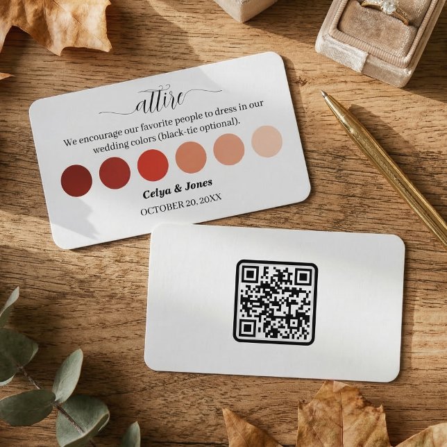 Terracotta Fall Wedding Attire Dress Code Palette  Enclosure Card ( Fall Wedding Attire Dress Code Palette Enclosure Card)
