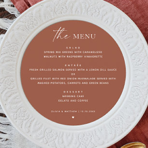 Terracotta Fall Wedding Elegant Minimalist Round Menu