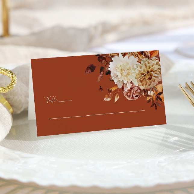 Terracotta Fall Wedding Place Card (Terracotta Fall Floral Wedding Place Card by Painted Paperie
)